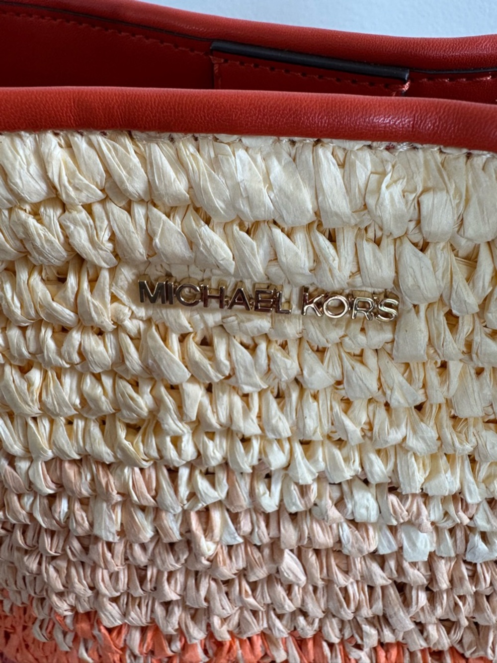 NWT Michael Kors Pratt Medium Straw Ombre Shoulder Bag - Picture 4 of 16